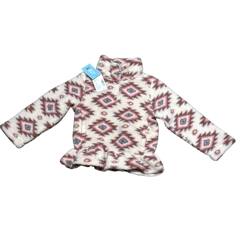 Gymboree Girls 3T Southwestern Sherpa Fleece Quarter Zip Peplum Pullover NWT